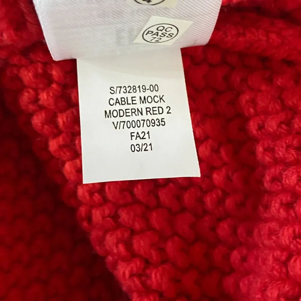 New Gap Toddler Mockneck Cable-Knit Red Sweater Boy's Size 3T